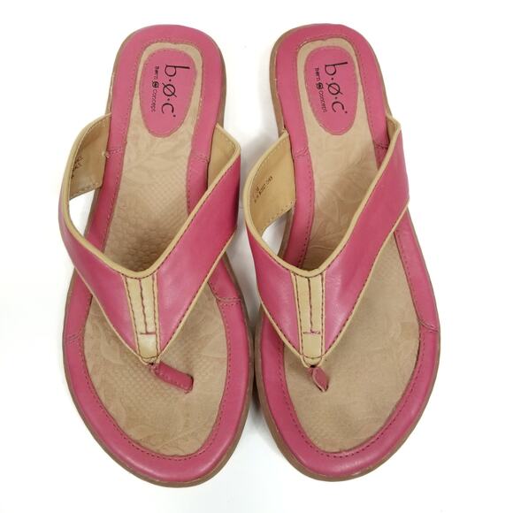 boc Born Concept Women's Pink Faux Leather Thong Sandals Flip Flops Size 7 - Picture 3 of 10